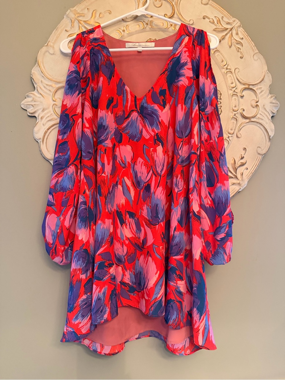 Lovers + Friends XS Pink Floral Balloon Sleeve Mini Dress